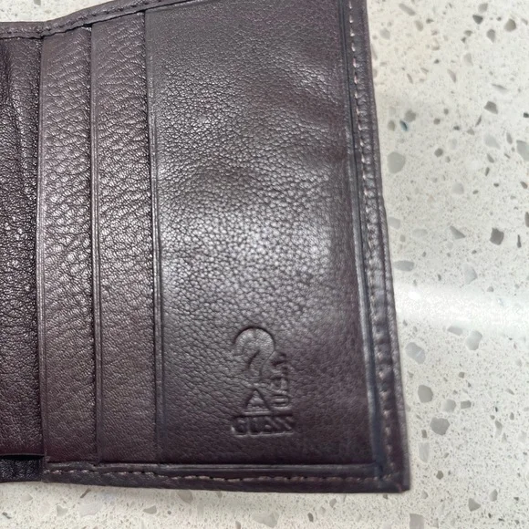 Guess Dark Brown Leather Trifold Card Holder/Wallet - Picture 7 of 10